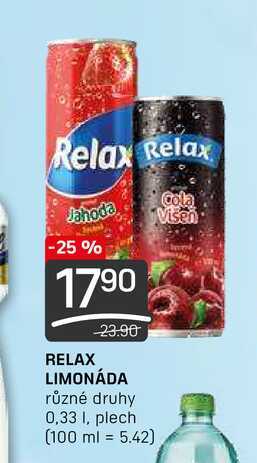 RELAX LIMONÁDA různé druhy 0,33 I, plech 