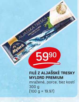 FILÉ Z ALJAŠSKÉ TRESKY MYLORD PREMIUM mražené, porce, bez kostí 300 g 