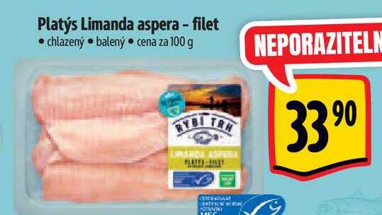 Platys Limanda aspera - filet, cena za 100 g 