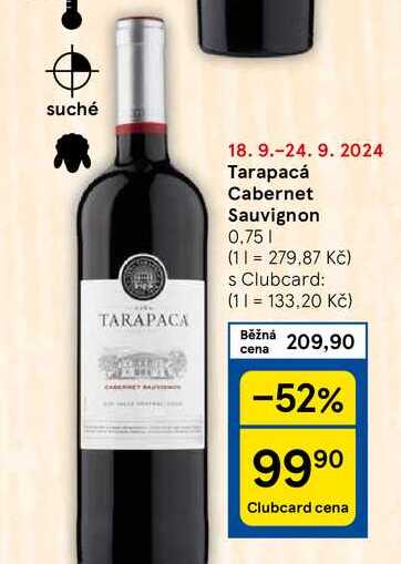 Tarapacá Cabernet Sauvignon, 0,75 l 