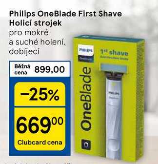 Philips OneBlade First Shave Holicí strojek pro mokré a suché holení