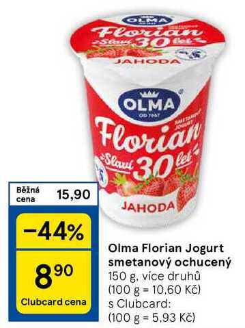 Olma Florian Jogurt smetanový ochucený, 150 g