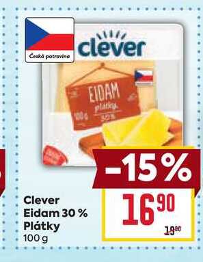 Clever Eidam 30% Plátky 100g