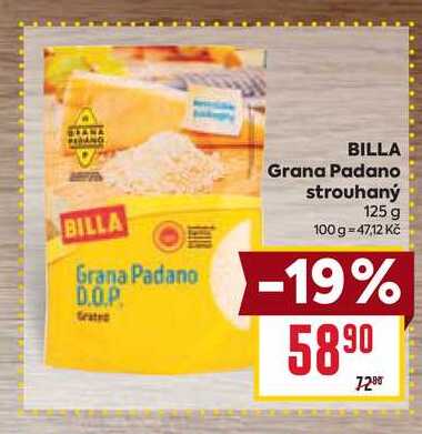 BILLA Grana Padano strouhaný 125 g 