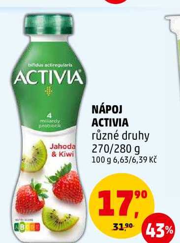 NÁPOJ ACTIVIA různé druhy, 270/280 g