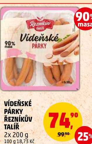 VÍDEŇSKÉ PÁRKY ŘEZNÍKŮV TALÍŘ, 2x 200 g