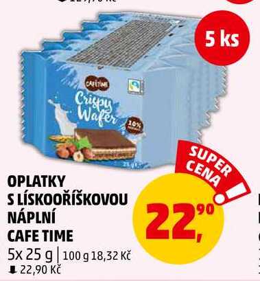 OPLATKY S LÍSKOOŘÍŠKOVOU NÁPLNÍ CAFE TIME, 5x 25 g