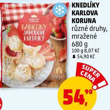 KNEDLÍKY KARLOVA KORUNA různé druhy, mražené, 680 g 