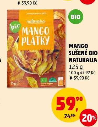 MANGO SUŠENÉ BIO NATURALIA, 125 g