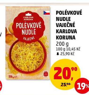 POLÉVKOVÉ NUDLE VAJEČNÉ KARLOVA KORUNA, 200 g 