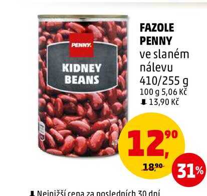 FAZOLE PENNY ve slaném nálevu, 410/255 g