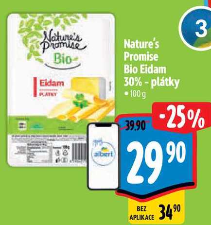 Nature's Promise Bio Eidam 30%-plátky, 100 g  