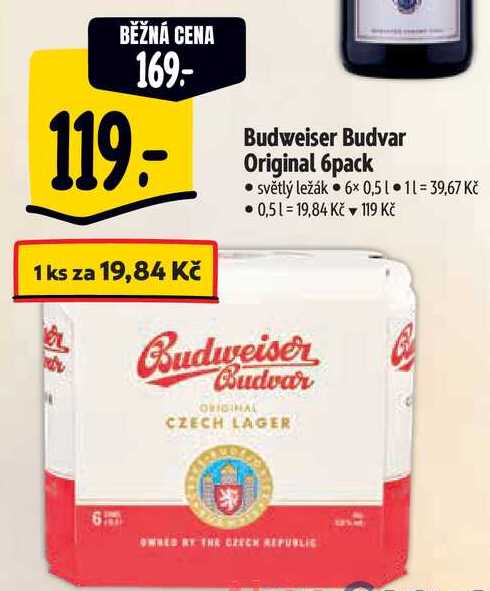 Budweiser Budvar Original 6pack, 6x 0,5 l