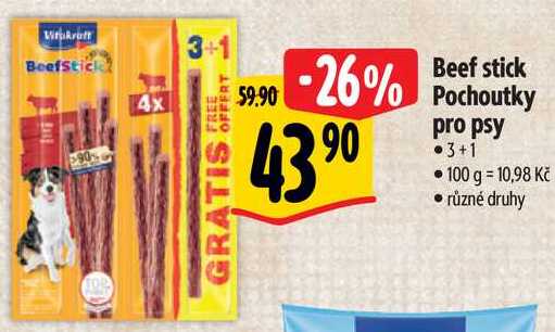 Beef stick Pochoutky pro psy, 3+1 