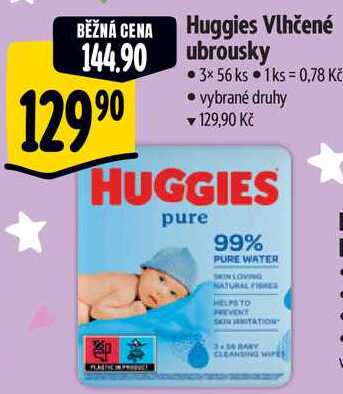 Huggies Vlhčené ubrousky, 3x 56 ks 