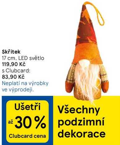 Skřítek, 17 cm. LED světlo