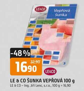 LE & CO ŠUNKA VEPŘOVÁ 100 g