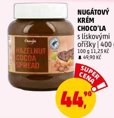 NUGÁTOVÝ KRÉM CHOCO'LA s lískovými oříšky, 400 g