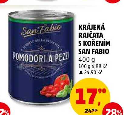 KRÁJENÁ RAJČATA S KOŘENÍM SAN FABIO, 400 g 