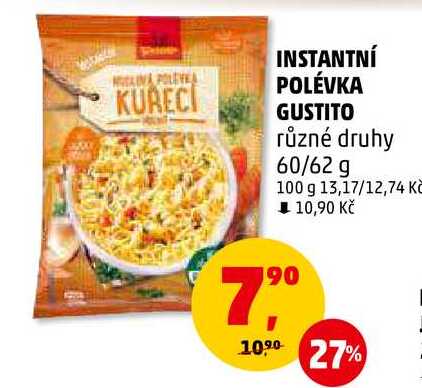 INSTANTNÍ POLÉVKA GUSTITO různé druhy, 60/62 g