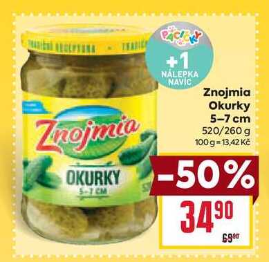 Znojmia Okurky 5-7 cm 520/260 g 