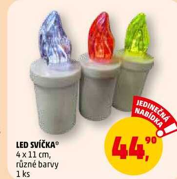 LED SVÍČKA 4 x 11 cm, různé barvy, 1 ks 