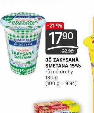 JČ ZAKYSANÁ SMETANA 15% různé druhy 180 g 