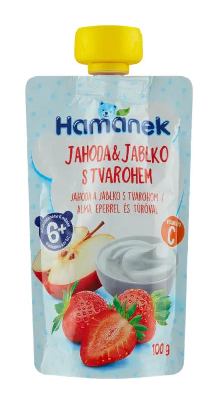 Hamánek Ovocná kapsička jahoda & jablko s tvarohem, 100 g