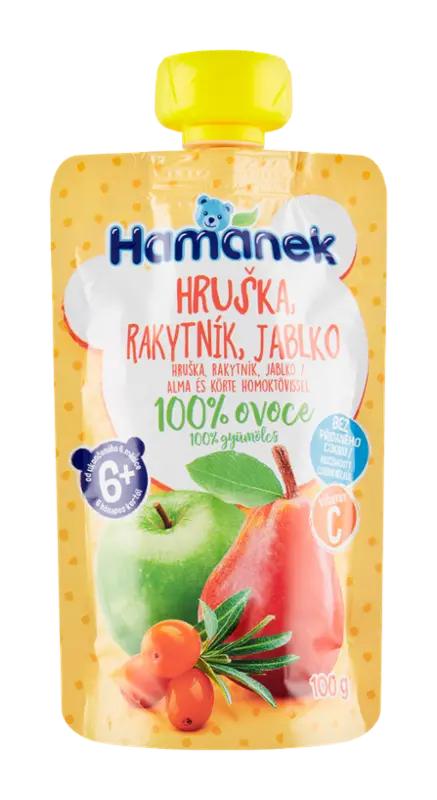 Hamánek Ovocná kapsička hruška, rakytník, jablko, 100 g