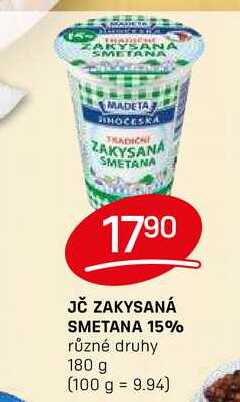 JČ ZAKYSANÁ SMETANA 15% různé druhy 180 g 