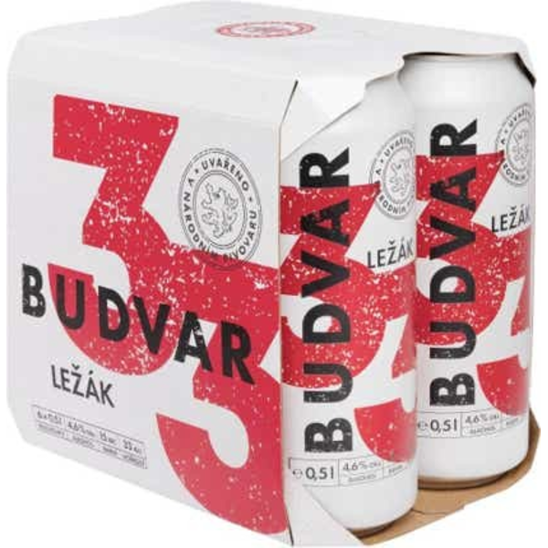 Budějovický Budvar 33 Ležák světlé pivo, plech 6x500ml