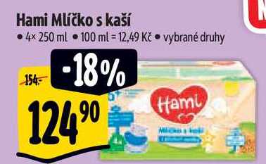 Hami Mlíčko s kaší, 4x 250 ml 