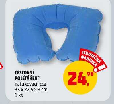 CESTOVNÍ POLŠTÁŘEK nafukovací, cca 33 x 22,5 x 8 cm, 1 ks
