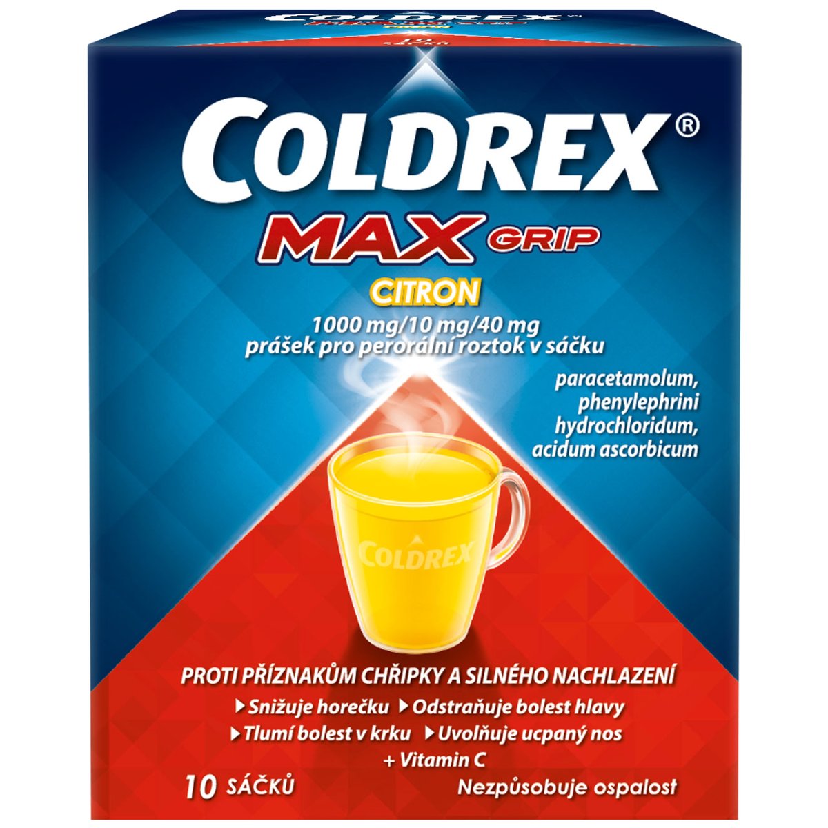 COLDREX MAXGRIP CITRON 1000MG/10MG/40MG Prášek pro perorální roztok v sáčku 10