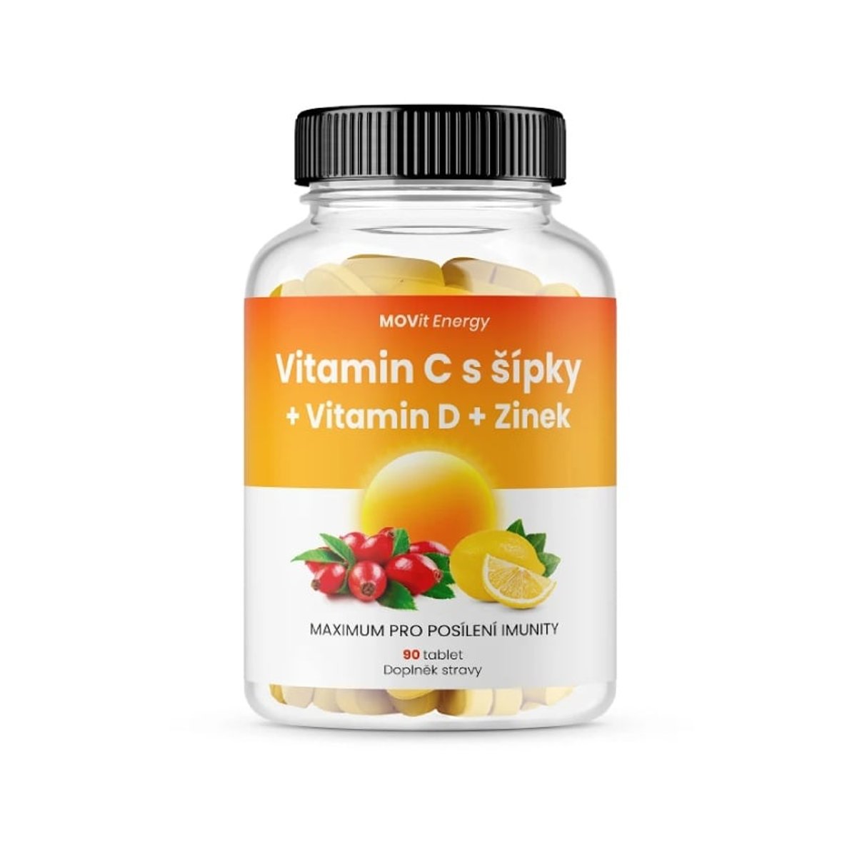 MOVit Vitamín C 1200mg se šípky + Vitamín D + Zinek PREMIUM 90 tablet