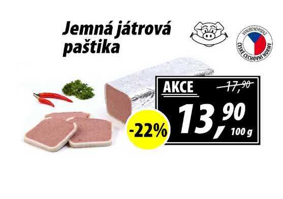 Jemná játrová paštika, 100 g