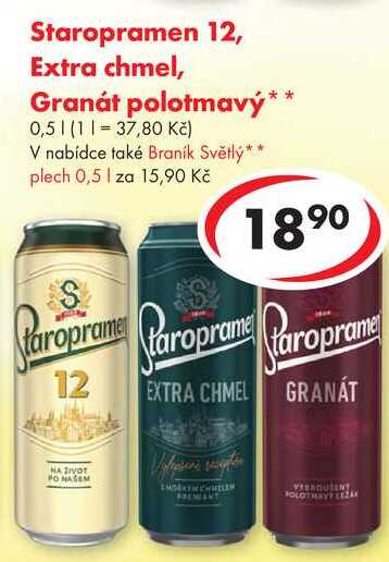 Staropramen 12, Granát polotmavý, 0,5 l