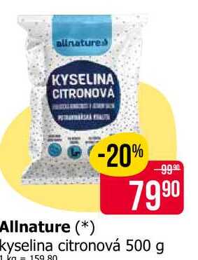 Allnature kyselina citronová 500 g