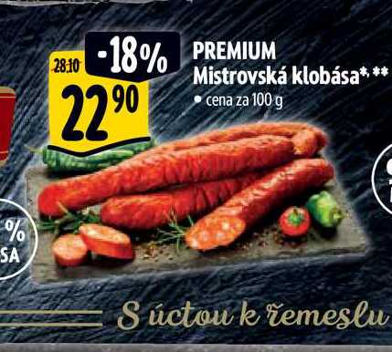   PREMIUM  Mistrovská klobása 100 g