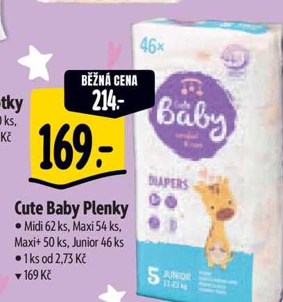  Cute Baby Plenky Midi 62 ks, Maxi 54 ks, Maxi+ 50 ks, Junior 46 ks  