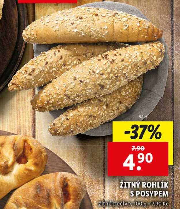 ŽITNÝ ROHLÍK S POSYPEM, 62 g