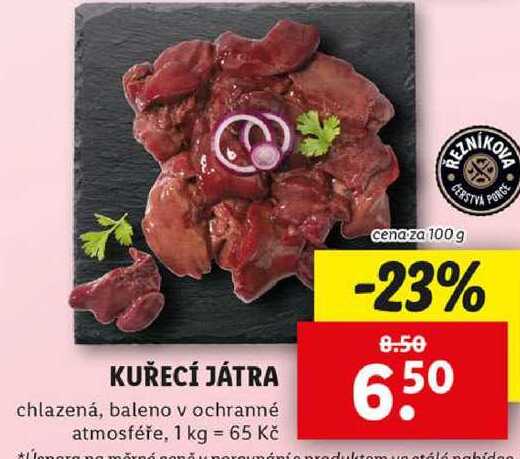 KUŘECÍ JÁTRA, cena za 100 g 