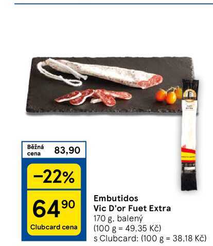 Embutidos Vic D'or Fuet Extra, 170 g, balený