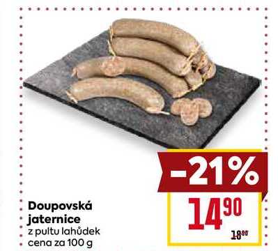 Doupovská jaternice z pultu lahůdek cena za 100g