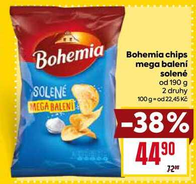 Bohemia chips mega balení solené od 190 g 