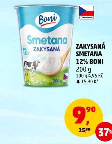 ZAKYSANÁ SMETANA 12% BONI, 200 g  v akci