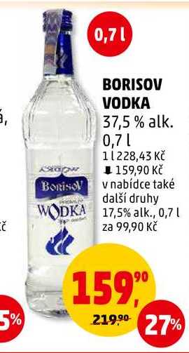 BORISOV VODKA 37,5% alk., 0,7 l