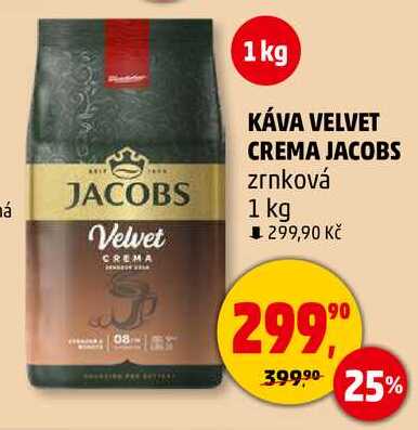 KÁVA VELVET CREMA JACOBS zrnková, 1 kg