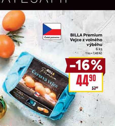 BILLA Premium Vejce z volného výběhu 6 ks