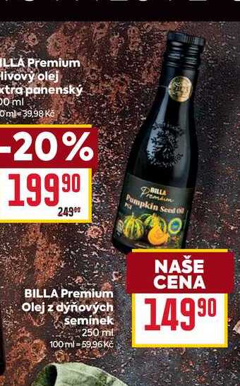 BILLA Premium Olej z dýňových semínek 250 ml